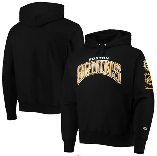 Men's Boston Bruins Black Champion Black O&B Capsule II Pullover Hoodie